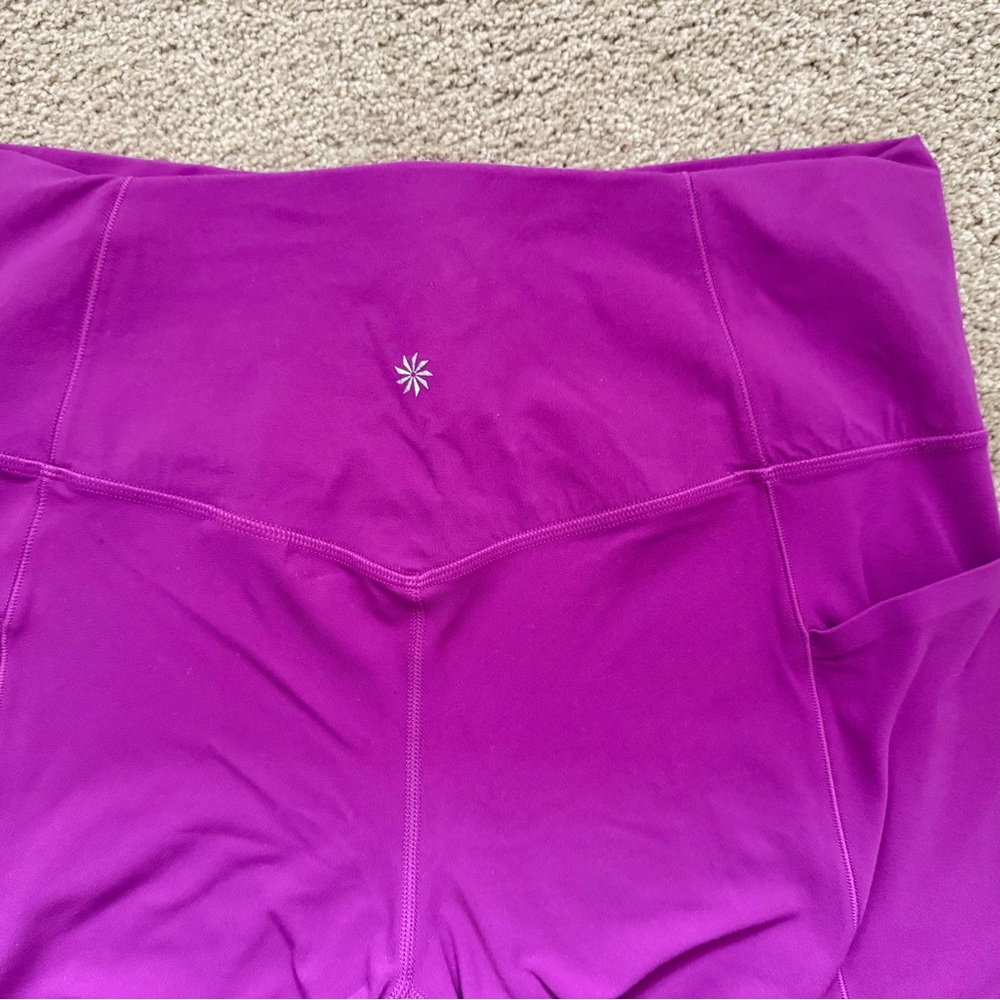 Athleta Salutation Stash Leggings Large Fuchsia Pink Pockets Yoga Athleisure - Picture 5 of 8